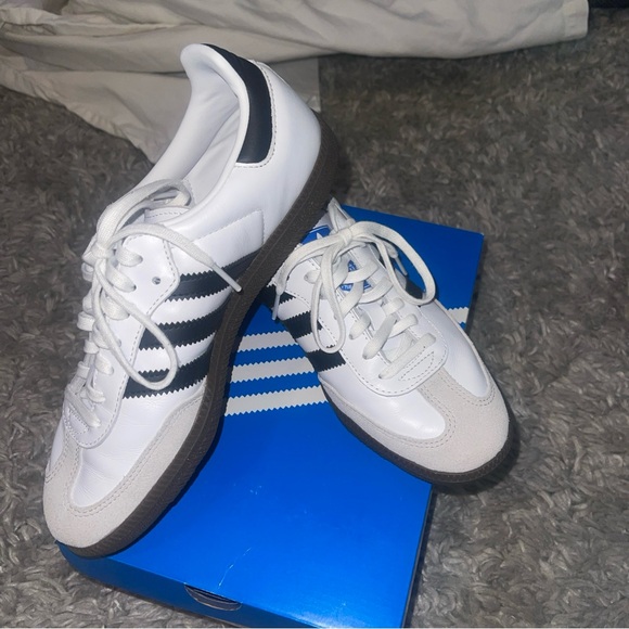 Adidas Samba OG Trainers 6.5Y/Women’s 8 Cloud White Core Black Clear - Picture 2 of 11